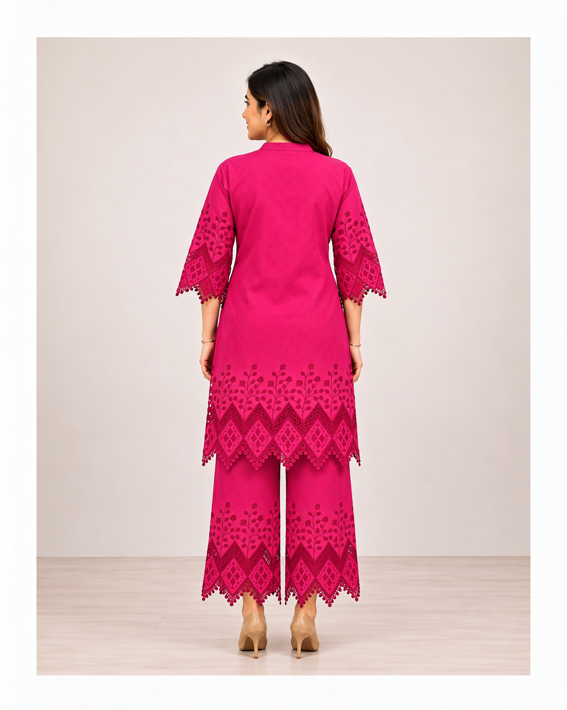 Magenta Pink Embroidered Co-ord Set